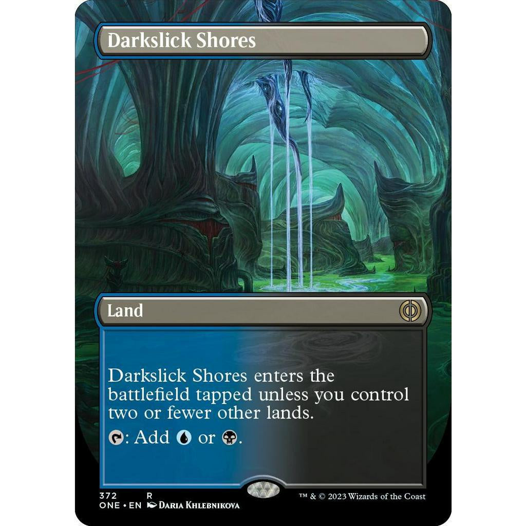 ONE_372 Darkslick Shores EA MTG Magic the Gathering: Phyrexia One Extended Art #372 Rare