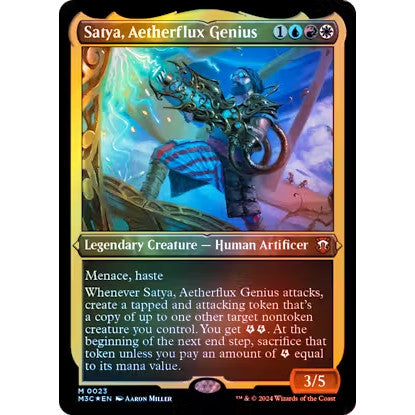 M3C_023 Satya, Aetherflux Genius *Etched FOIL* MTG Magic: The Gathering: Modern Horizons 3 Commander_Mythic