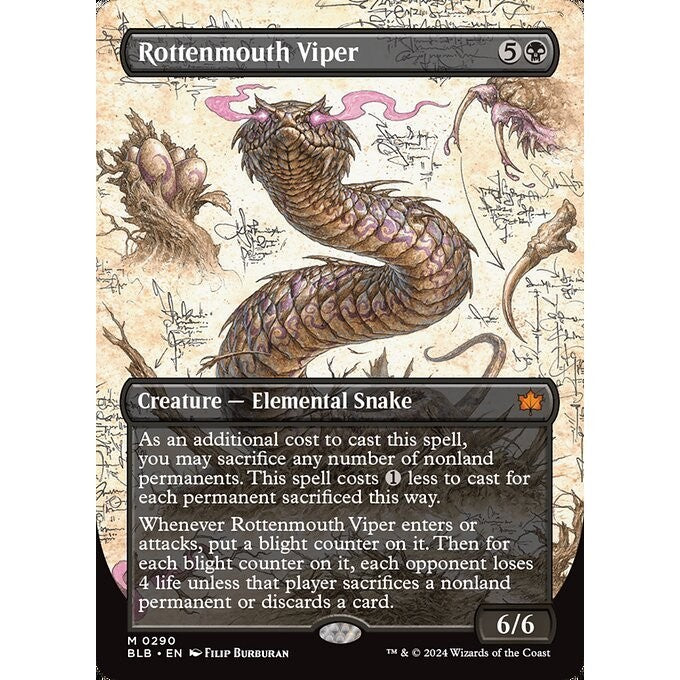 BLB_290 Rottenmouth Viper *Borderless BL* MTG Magic: The Gathering: Bloomburrow_Mythic
