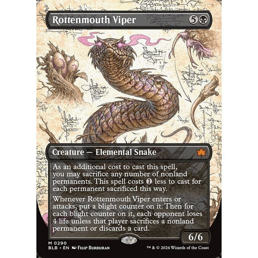 BLB_290 Rottenmouth Viper *Borderless BL* MTG Magic: The Gathering: Bloomburrow_Mythic
