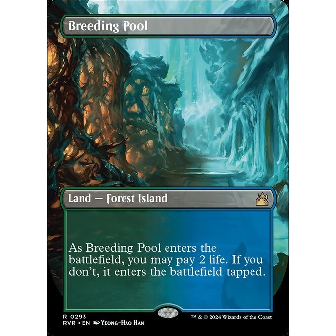 RVR_293 Breeding Pool Borderless Shockland MTG Magic: The Gathering: Ravnica Remastered Rare