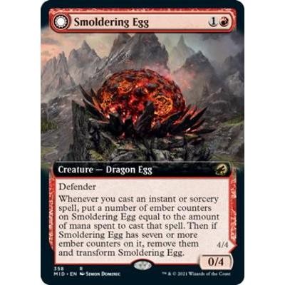 MID_358 Smoldering Egg *Extended Art Borderless* MTG Magic: The Gathering: Innistrad: Midnight Hunt_Rare