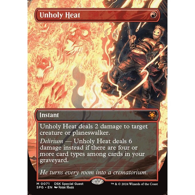 SPG_071 Unholy Heat  *Duskmourn Special Guest - Alternate Full Art* MTG Magic: The Gathering Mythic