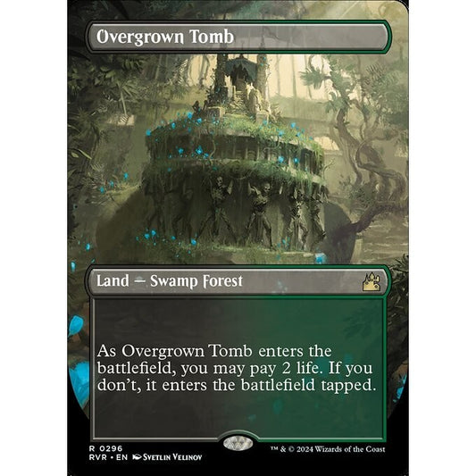 RVR_296 Overgrown Tomb Borderless Shockland MTG Magic: The Gathering: Ravnica Remastered Rare
