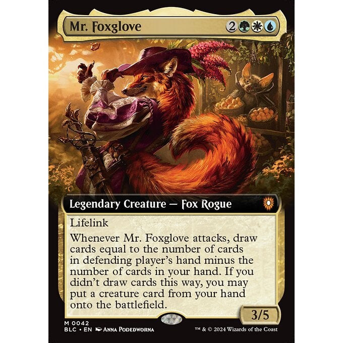 BLC_042 Mr. Foxglove *Extended Art* MTG Magic: The Gathering: Bloomburrow Commander_Mythic