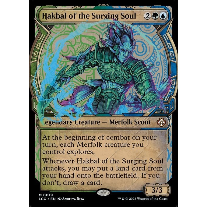 LCC_019 Hakbal of the Surging Soul *Showcase Dino* MTG Magic: The Gathering: Lost Caverns of Ixalan: Commander Mythical