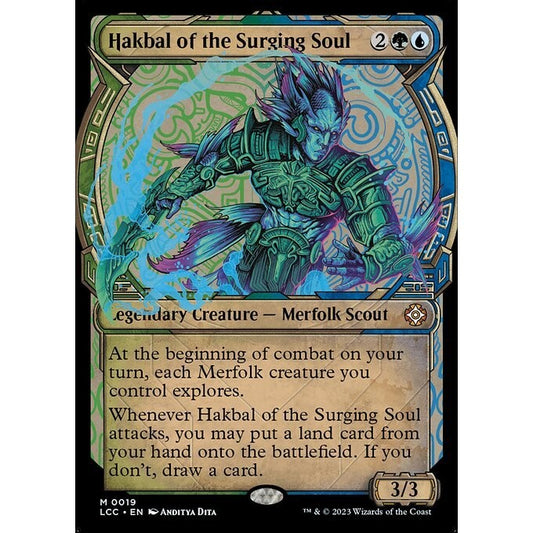 LCC_019 Hakbal of the Surging Soul *Showcase Dino* MTG Magic: The Gathering: Lost Caverns of Ixalan: Commander Mythical