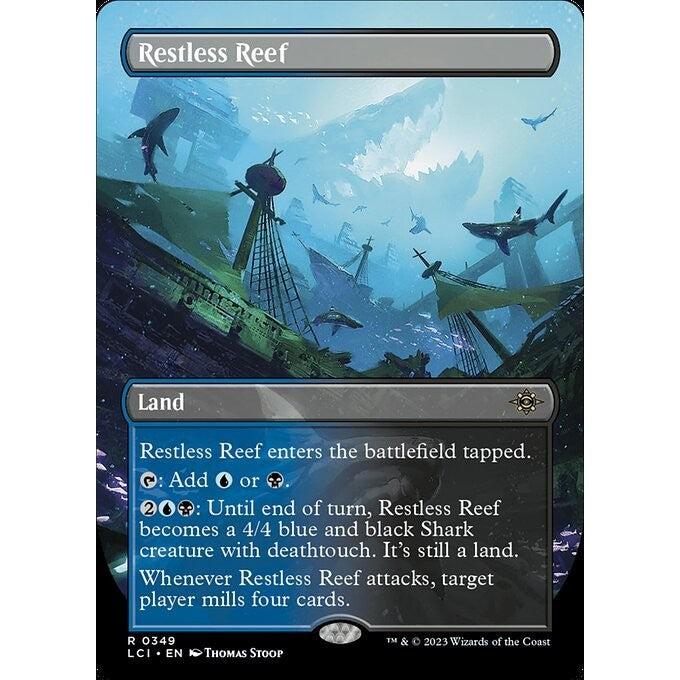 LCI_349 Restless Reef *Borderless Extended EA BL* MTG Magic: The Gathering: Lost Caverns of Ixalan Rare