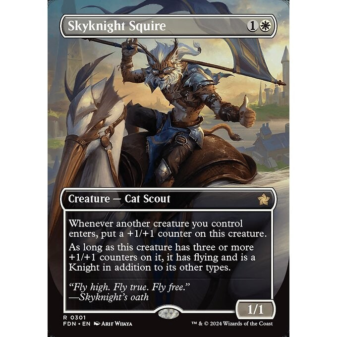 FDN_301 Skyknight Squire *Borderless BL* MTG Magic: The Gathering: Foundations_Rare