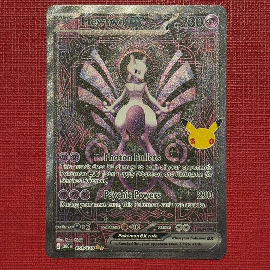30c_151/128 MEWTWO Ex SIR *30th Anniversary Celebrations*  English Holofoil Special Illustration Rare Pokemon TCG