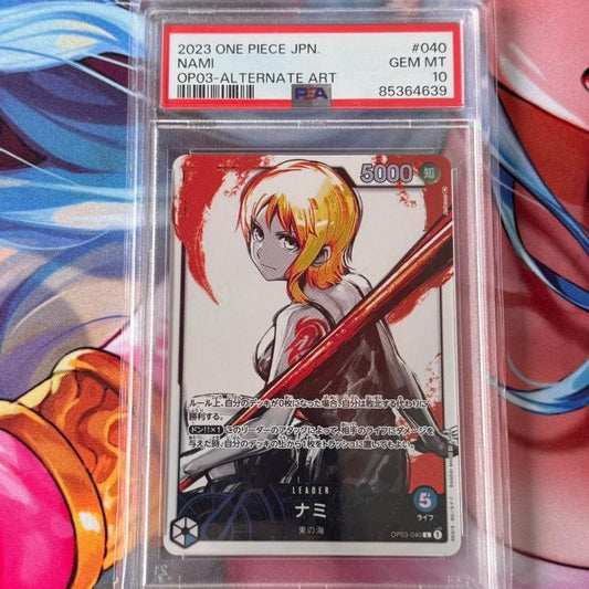OP03_040* NAMI LDR *Pillars of Strength* PSA10 GRADED SLAB GEM MINT One Piece TCG_ P-L AA Parallel Leader PSA 10