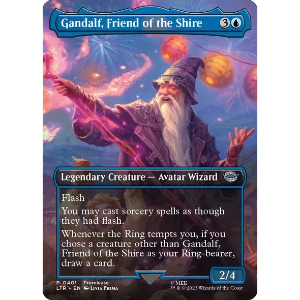 LTR_401 GANDALF, FRIEND OF THE SHIRE Prerelease EA MTG: Magic the Gathering: Lord of the Rings Uncommon