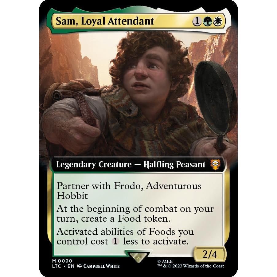 LTC_90 SAM, LOYAL ATTENDANT (EXTENDED ART) EA MTG: Magic the Gathering: Lord of the Rings Commander Mythic