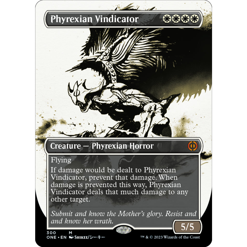 ONE_300 Phyrexian Vindicator MTG Magic the Gathering: Phyrexia One #300 Showcase Borderless Mythic