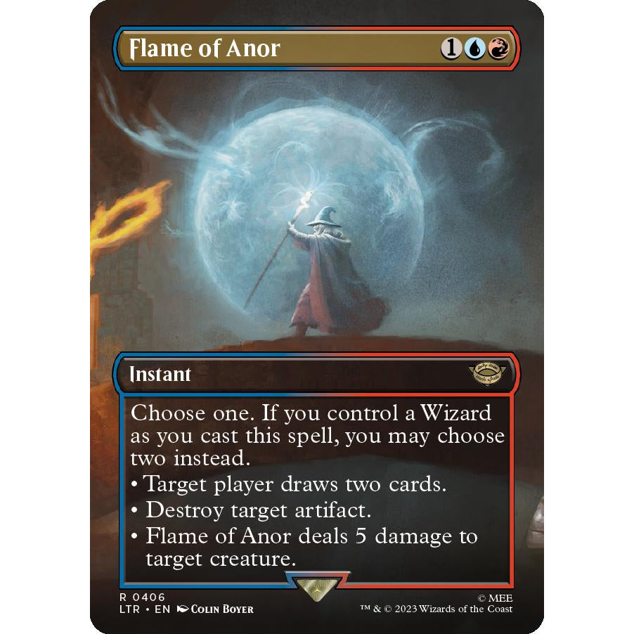 LTR_406 FLAME OF ANOR (BORDERLESS) MTG: Magic the Gathering: Lord of the Rings Rare