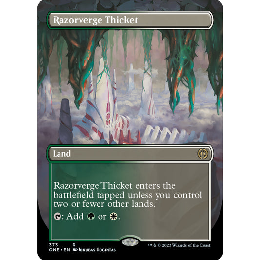 ONE_373 Razorverge Thicket EA MTG Magic the Gathering: Phyrexia Onn Extended Art Rare