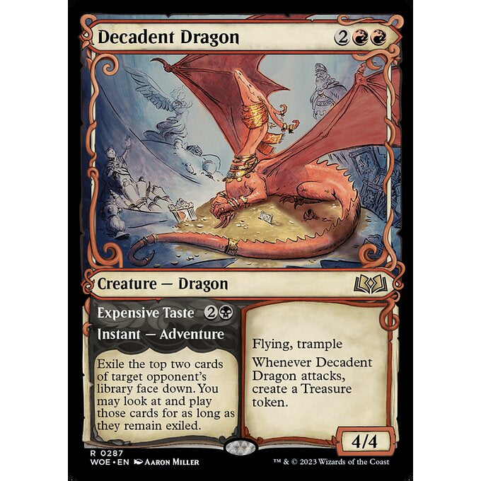 WOE_287 Decadent Dragon // Expensive Taste_Showcase MTG Magic: The Gathering: Wilds of Eldraine Rare