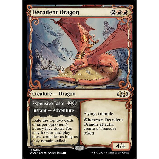 WOE_287 Decadent Dragon // Expensive Taste_Showcase MTG Magic: The Gathering: Wilds of Eldraine Rare
