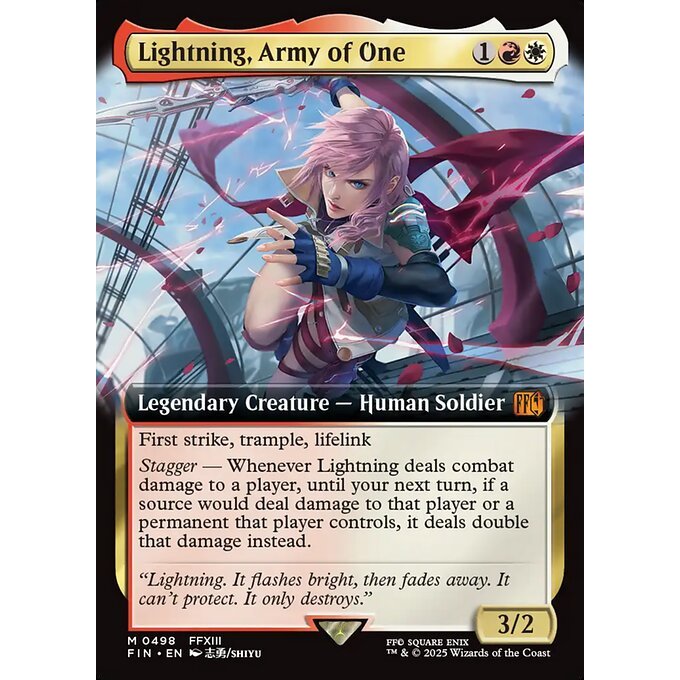 FIN_498 Lightning, Army of One *Final Fantasy Extended Art EA* MTG Magic: The Gathering_Mythic