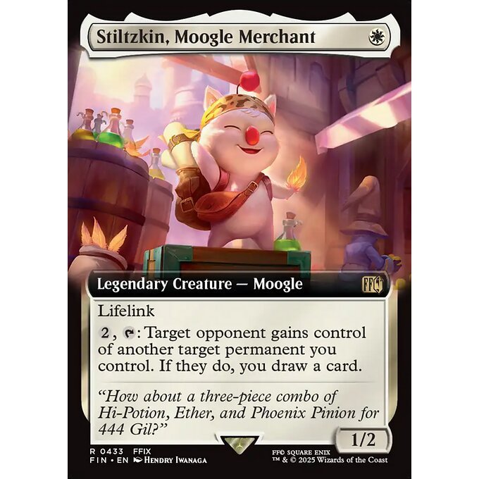 FIN_433 Stiltzkin, Moogle Merchant *Final Fantasy *Extended Art EA** MTG Magic: The Gathering_Rare