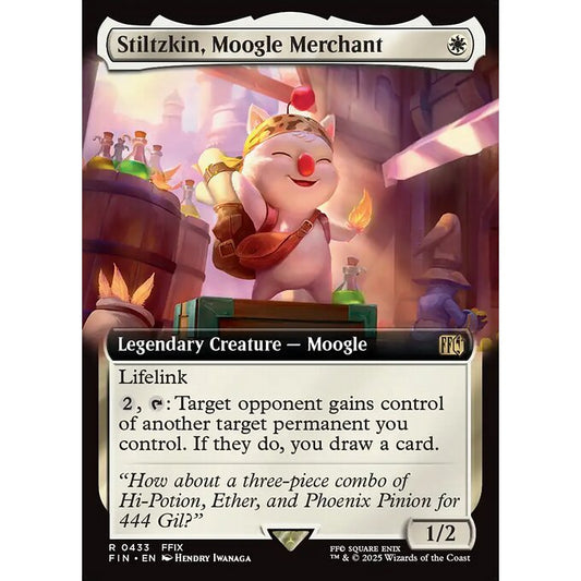 FIN_433 Stiltzkin, Moogle Merchant *Final Fantasy *Extended Art EA** MTG Magic: The Gathering_Rare
