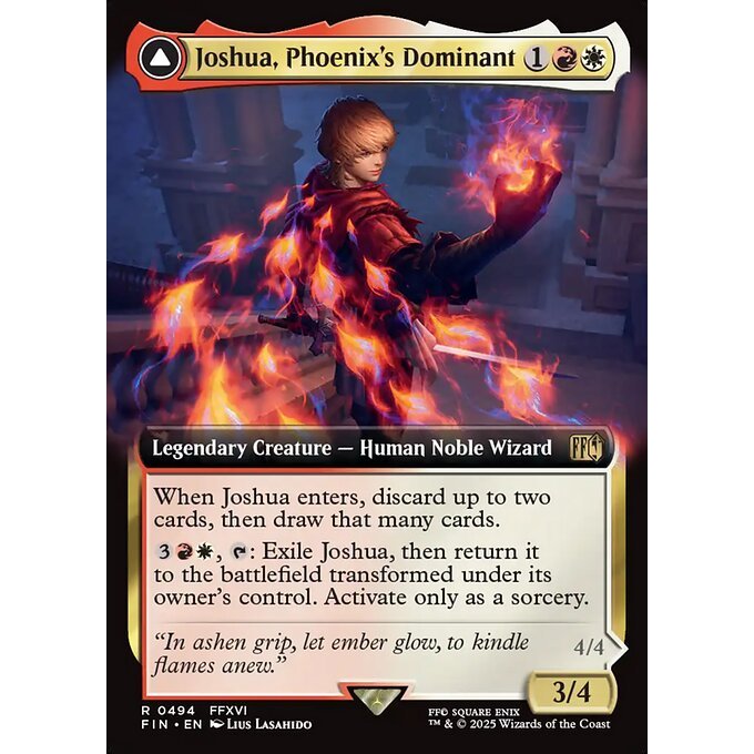 FIN_494 Joshua, Phoenix's Dominant // Phoenix, Warden of Fire *Final Fantasy Extended Art EA* MTG Magic: The Gathering