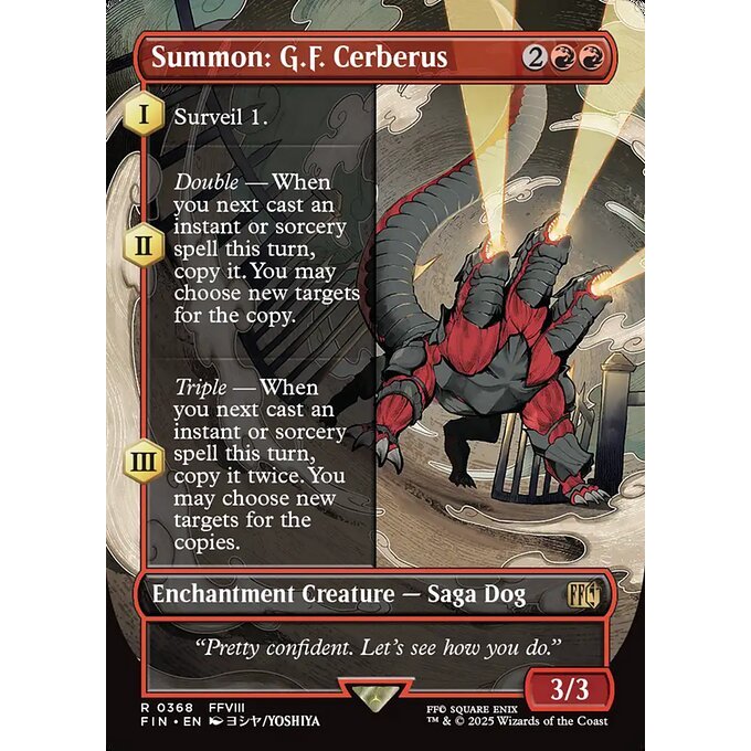 FIN_368 Summon: G.F. Cerberus *Final Fantasy Borderless BL AA* MTG Magic: The Gathering_Rare