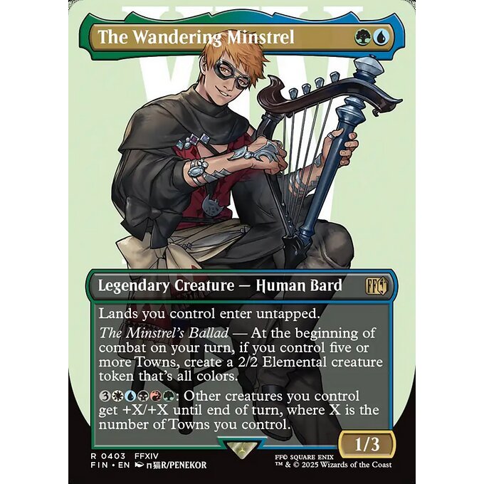 FIN_403 The Wandering Minstrel *Final Fantasy *Borderless BL AA** MTG Magic: The Gathering_Rare