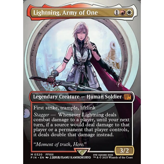 FIN_320 Lightning, Army of One *Final Fantasy *Borderless BL AA** MTG Magic: The Gathering_Mythic