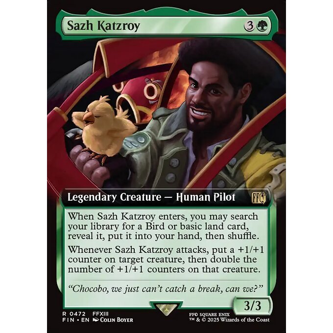 FIN_472 Sazh Katzroy *Final Fantasy *Extended Art EA** MTG Magic: The Gathering_Rare