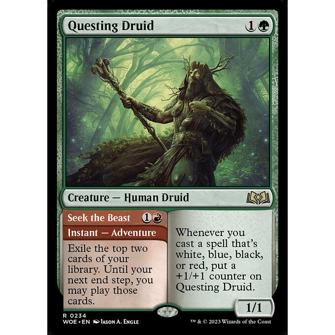 WOE_234 Questing Druid // Seek the Beast MTG Magic: The Gathering: Wilds of Eldraine Rare