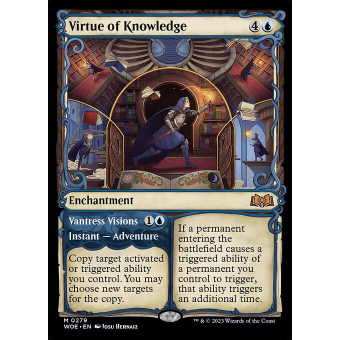 WOE_279 Virtue of Knowledge // Vantress Visions_Showcase MTG Magic: The Gathering: Wilds of Eldraine Mythical