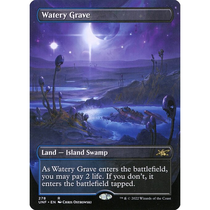 UNF_278 WATERY GRAVE MTG Magic: The Gathering: Unfinity Shock Land Shockland Rare