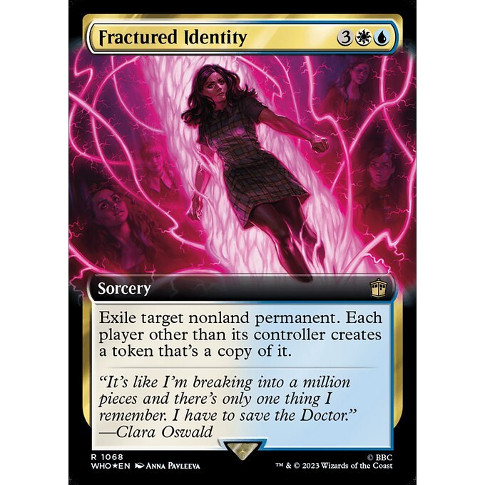WHO_1068 Fractured Identity EA BL Borderless SURGE FOIL MTG Magic: The Gathering: Doctor Who Rare