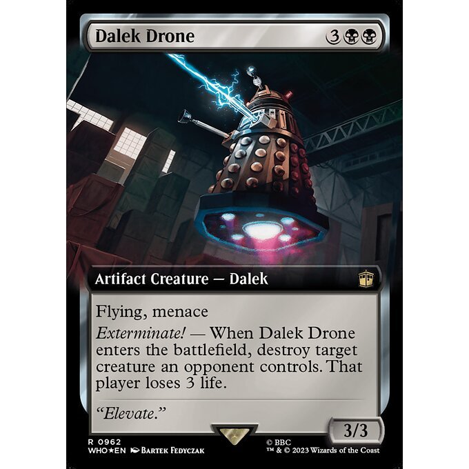 WHO_962 Dalek Drone EA BL Borderless SURGE FOIL MTG Magic: The Gathering: Doctor Who Rare