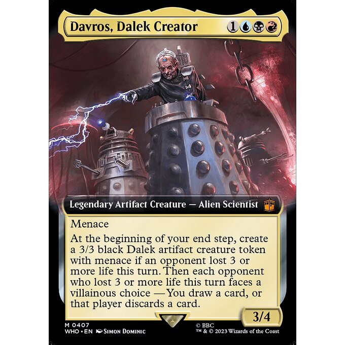 WHO_407 Davros, Dalek Creator Extended Art EA BL MTG Magic: The Gathering: Doctor Who Mythical