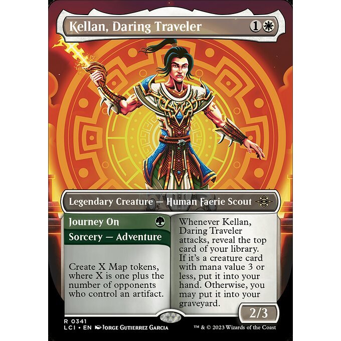 LCI_341 Kellan, Daring Traveler // Journey On *Borderless Extended EA BL* MTG Magic: The Gathering: LC Ixalan Rare