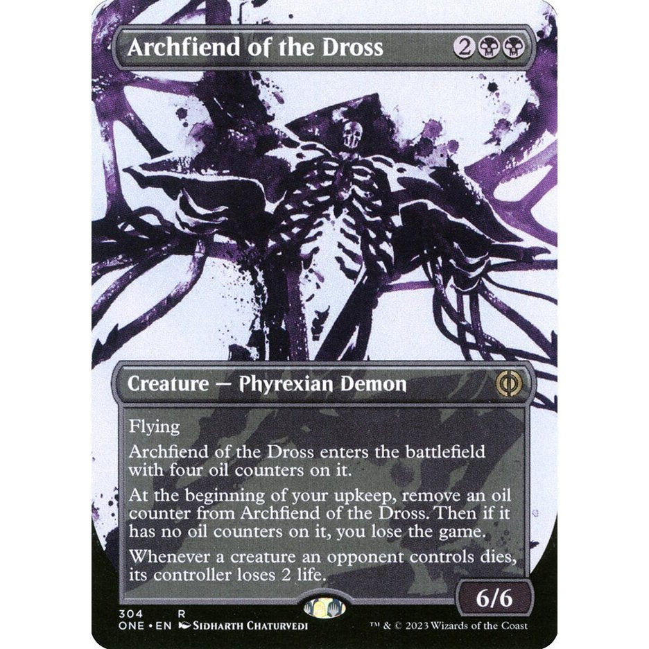 ONE_304 Archfiend of the Dross EA Borderless Ichor MTG Magic the Gathering: Phyrexia: All Will be One Rare