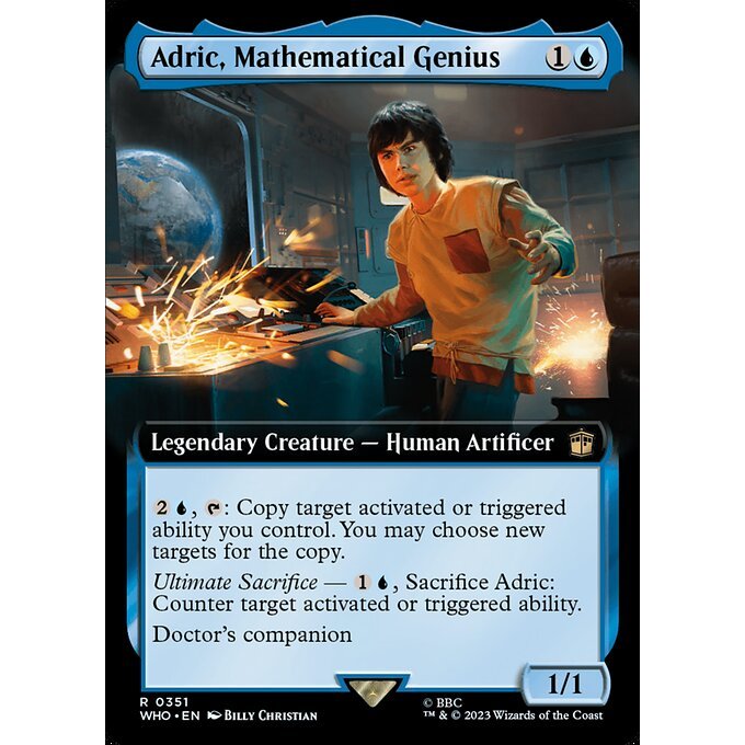 WHO_351 Adric, Mathematical Genius Extended Art EA BL MTG Magic: The Gathering: Doctor Who Rare
