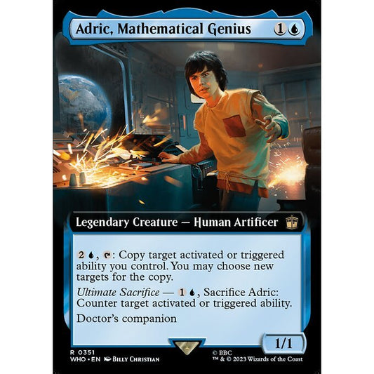WHO_351 Adric, Mathematical Genius Extended Art EA BL MTG Magic: The Gathering: Doctor Who Rare