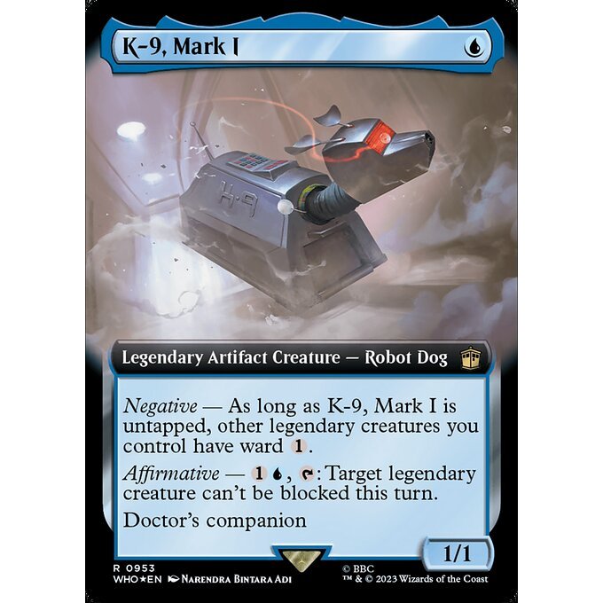 WHO_953 K-9, Mark I EA BL Borderless SURGE FOIL MTG Magic: The Gathering: Doctor Who Rare