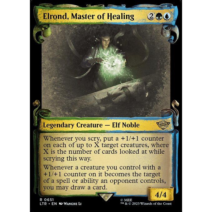 LTR_651 Elrond, Master of Healing MTG Magic: The Gathering: Lord of the Rings Scroll Frame Rare