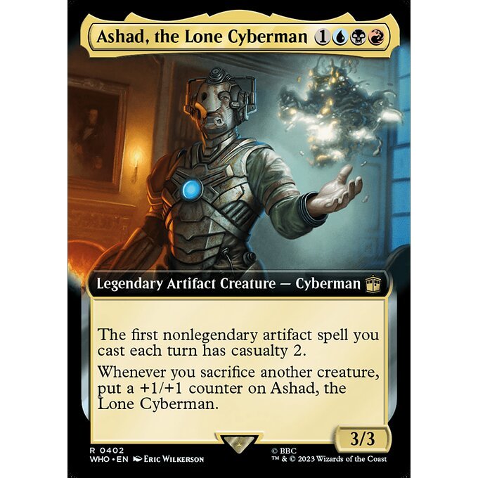 WHO_402 Ashad, the Lone Cyberman Extended Art EA BL MTG Magic: The Gathering: Doctor Who Rare