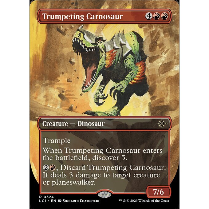 LCI_324 Trumpeting Carnosaur *Borderless Extended EA BL* MTG Magic: The Gathering: Lost Caverns of Ixalan Rare