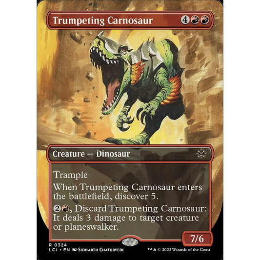LCI_324 Trumpeting Carnosaur *Borderless Extended EA BL* MTG Magic: The Gathering: Lost Caverns of Ixalan Rare