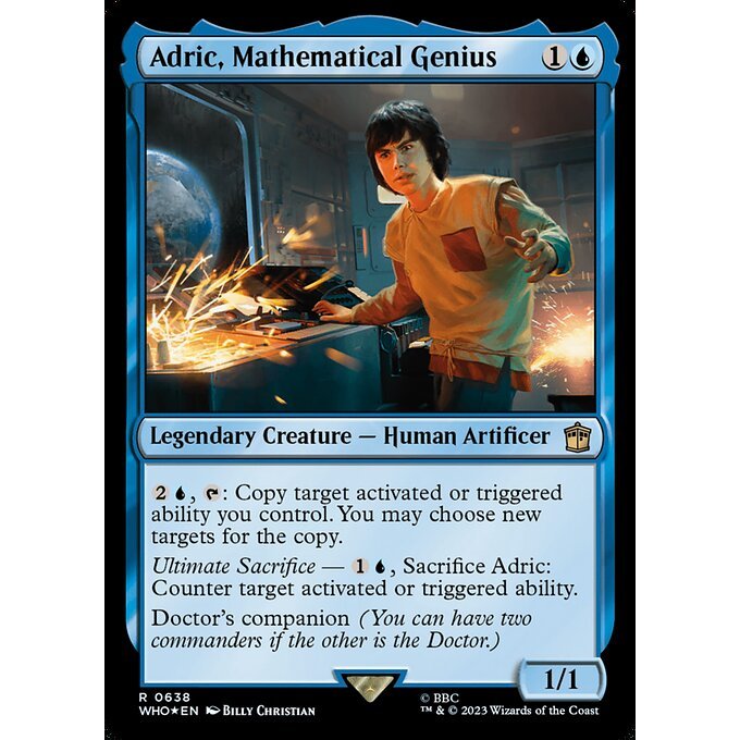WHO_638 Adric, Mathematical Genius SURGE FOIL MTG Magic: The Gathering: Doctor Who Rare
