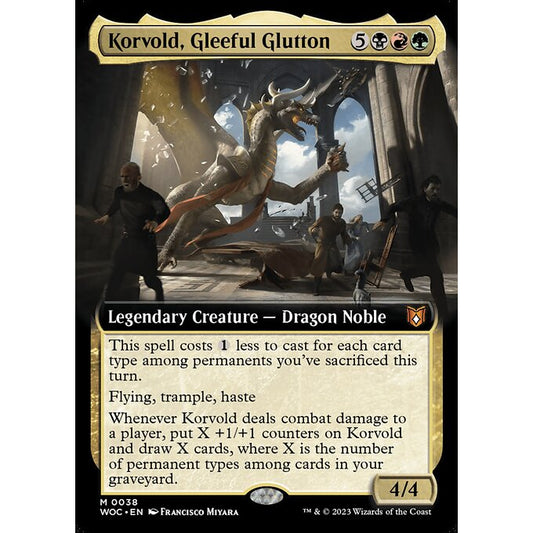 WOC_038 Korvold, Gleeful Glutton Extended Art EA BL MTG Magic: The Gathering: Wilds of Eldraine: Commander Mythical