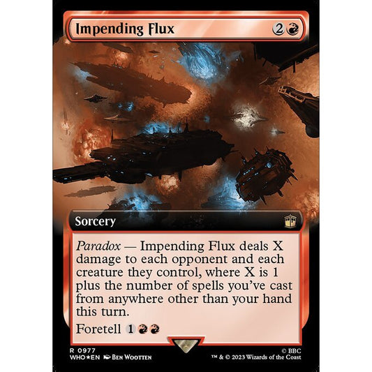 WHO_977 Impending Flux EA BL Borderless SURGE FOIL MTG Magic: The Gathering: Doctor Who Rare