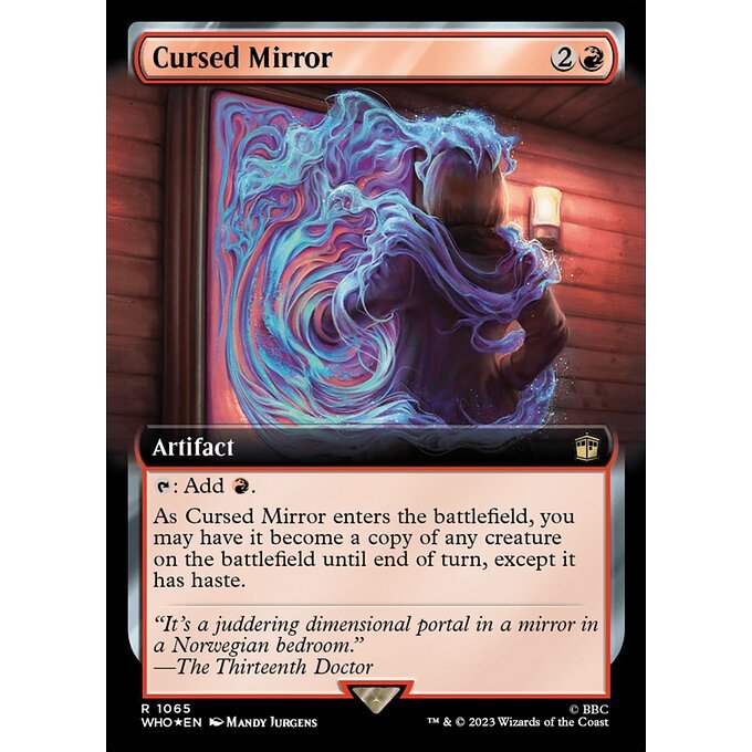 WHO_1065 Cursed Mirror EA BL Borderless SURGE FOIL MTG Magic: The Gathering: Doctor Who Rare