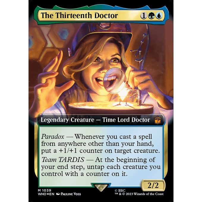 WHO_1039 The Thirteenth Doctor EA BL Borderless SURGE FOIL MTG Magic: The Gathering: Doctor Who Mythical